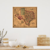 1866年テキサス州の地図 ポスター (キッチン)