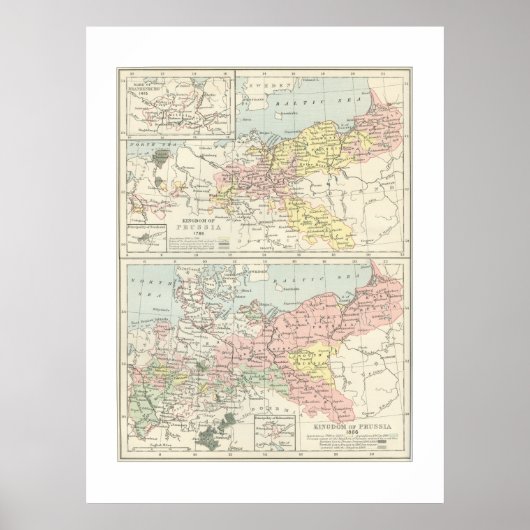 1866年プロシアの地図プリント ポスター (正面)