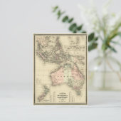 1867オーストラリアと東インディのヴィンテージマップ ポストカード (スタンド正面)