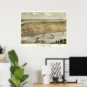 1867カイロILバードズアイビューパノラママップ ポスター (ホームオフィス)