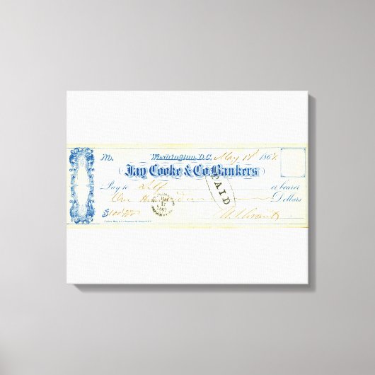 1867年5月17日からユリシーズS.グラント署名小切手 キャンバスプリント (正面)