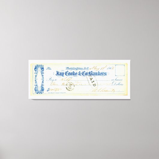 1867年5月17日からユリシーズS.グラント署名小切手 キャンバスプリント (正面)