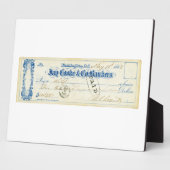 1867年5月17日からユリシーズS.グラント署名小切手 フォトプラーク (側面)