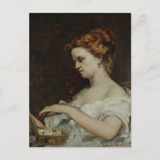 1867年、ジュエリーを持つ女性 ポストカード (正面)
