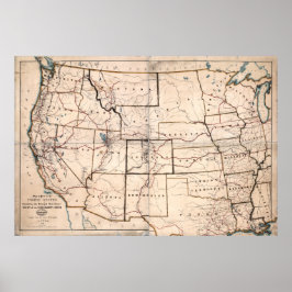 1867駅馬車と郵便ルートの地図 ポスター