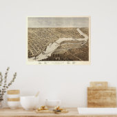 1867 Appleton, WI Bird's-eye viewパノラママップ ポスター (キッチン)