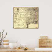 1867 Map of Houston & Texas Central Railroad ポスター (キッチン)