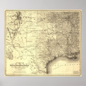 1867 Map of Houston & Texas Central Railroad ポスター (正面)