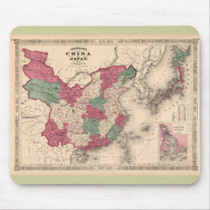 1868地図-ジョンソンの中国および日本 マウスパッド