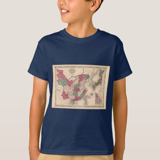 1868年地図-ジョンソンの中国と日本 Tシャツ (正面)