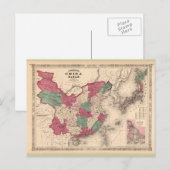 1868年地図 – ジョンソン中国と日本 ポストカード (正面/裏面)