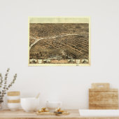 1868 Des Moines, IAバードアイビューパノラママップ ポスター (キッチン)