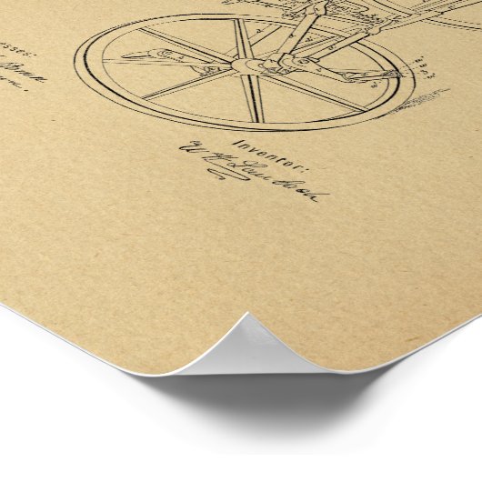 1869ヴィンテージ自転車特許アートプリント ポスター (角)