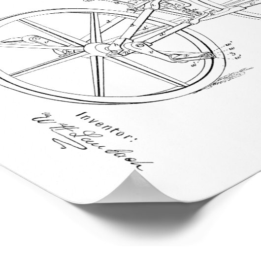 1869ヴィンテージ自転車特許アートプリント ポスター (角)