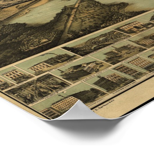 1869 Baltimore, MD Birds Eye View Panoramic Map ポスター (角)
