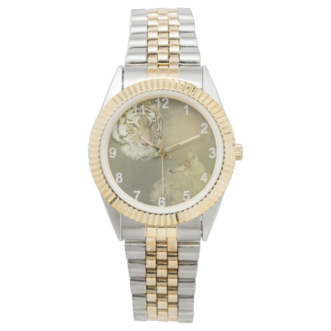 186.トラと子猫の腕時計ユニセックス。 腕時計 (正面)