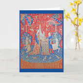 186.女と一角獣（ユニコーン） カード (黄色い花)