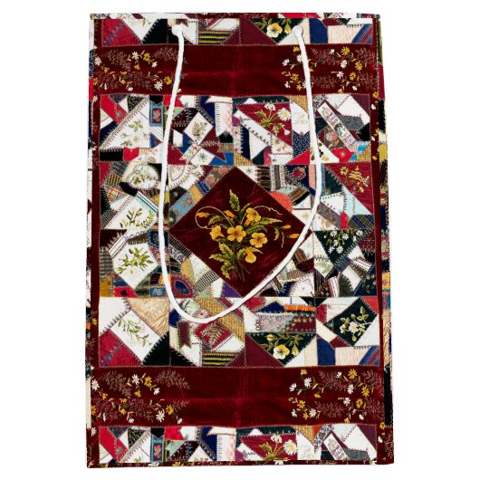 1870パッチワークキルトフローラ刺繍抱き枕 ミディアムペーパーバッグ (正面)