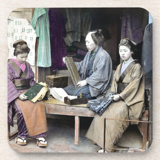 1870年の日本の織物商 コースター (正面)