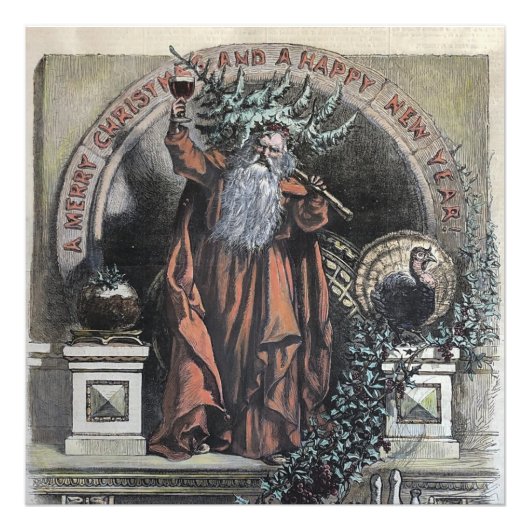 1870年サンタクロースに聖降誕祭のお目出とう手 フォトプリント            (正面)