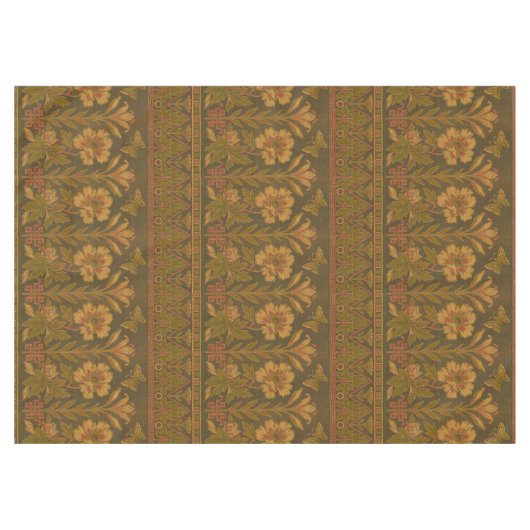 1870年ビクトリアン頃の蝶と花の模様 テーブルクロス (正面(横))