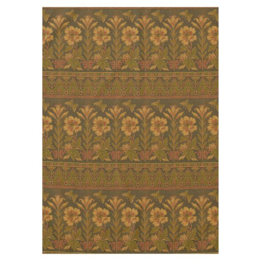 1870年ビクトリアン頃の蝶と花の模様 テーブルクロス (正面)