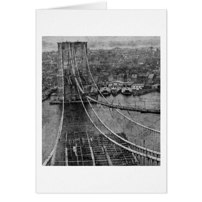 1870年代のニューヨークシティブルックリン橋の建築 (正面)