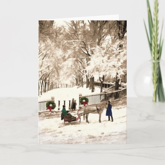 1870年代のボストン·コモンズのクリスマス&スノー シーズンカード (正面)