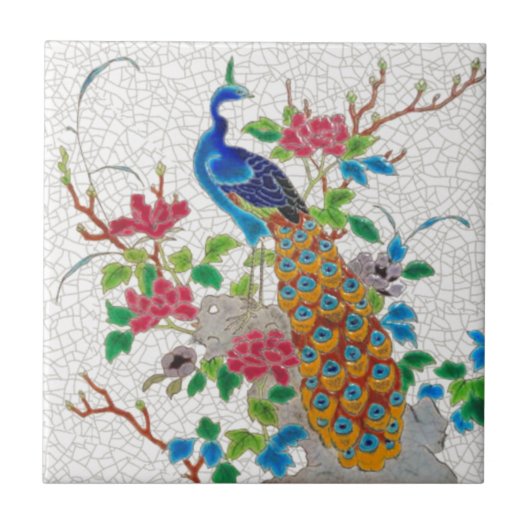 1870年代美的な長フランスのさの孔雀レプロ タイル (正面)