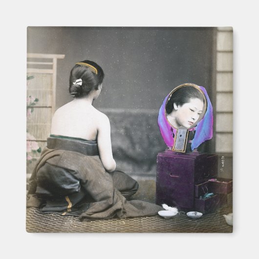 1870日本の名の脱衣室の女性 マグネット (正面)
