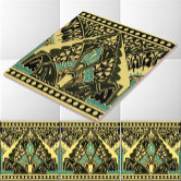 エラビクトリアンーアールヌーボーひまわり模様 タイル | Zazzle