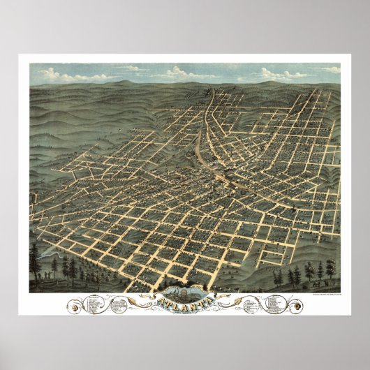 1871パノラママップアトランタの鳥瞰図(GA) ポスター (正面)