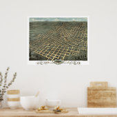 1871パノラママップアトランタの鳥瞰図(GA) ポスター (キッチン)