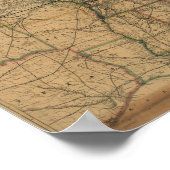 1871年アメリカ・カナダの鉄道と距離地図 ポスター (角)