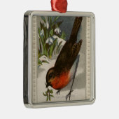 1871年頃：ロビンで、くちばしにミストレトウが入っている メタルオーナメント (右)