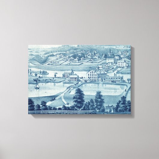 1871鳥瞰図イリノイ州の大工ビル キャンバスプリント (正面)