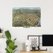 1871 Chattanooga, TN Birds Eye View Panoramic Map ポスター (ホームオフィス)