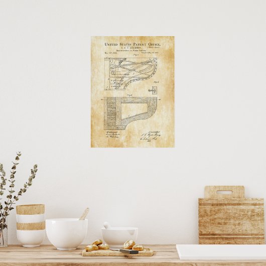 1872ステインウェイピアノフォルテ特許 ポスター (キッチン)