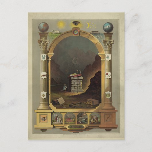 1872年頃のマソニックグラフリソグラフプリント画像 ポストカード (正面)