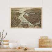 1873ノーフォークポーツマスVAバーズアイパノラママップ ポスター (キッチン)