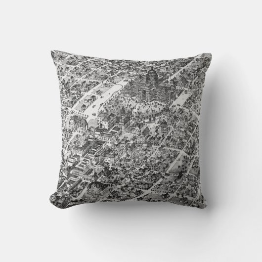 1873年のオースティンの歴史的な地図 クッション (正面)