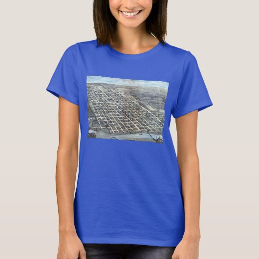 1873年のオースティン・テキサス州の古い航空都市地図 Tシャツ (正面)