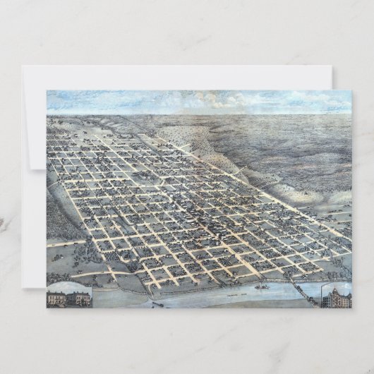 1873年のテキサス州オースティンの古地図 招待状 (正面)