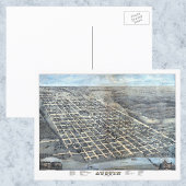 1873年のテキサス州オースティン古地図（空中図） ポストカード
