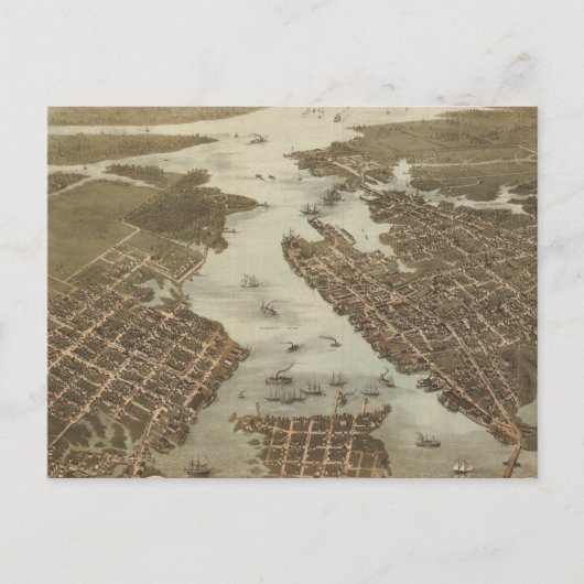 1873年のノーフォークとポーツマス ヴァ(古地図) ポストカード (正面)