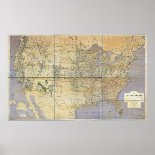 1873年アメリカ合衆国の地図 ポスター (正面)