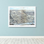 1873年テキサス州オースティン 古地図 空中写真 キャンバスプリント (インサイチュ (ウッドフロア))