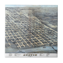 1873年テキサス州オースティン 古地図 空中写真 タイル