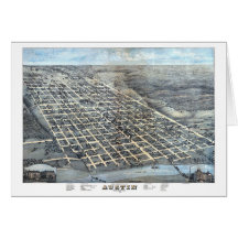 1873年テキサス州オースティン 古地図 空撮図