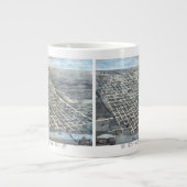 1873年テキサス州オースティン 古地図 空撮図 ジャンボコーヒーマグカップ (正面)